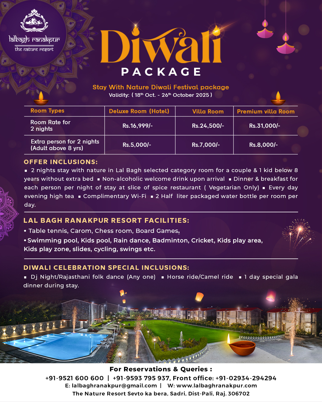 Diwali Package Lalbagh Ranakpur